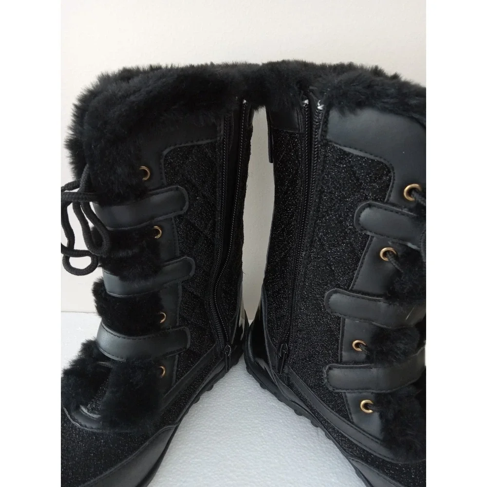 U.S. Polo Assn. Black Kids Girls Youth Winter Snow Boots Size 3Y width M
